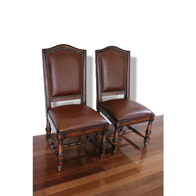 Mid-Century Modern Set of Two Vintage Mid Century Modern Wynterhall Leather Dining Chairs by Hooker For Sale - Image 3 of 8