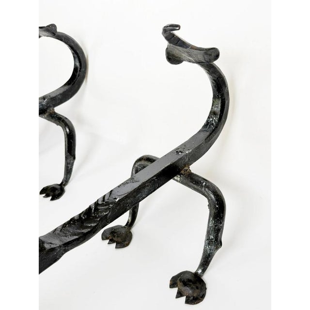 Cast Iron Andirons from Edouard Schenck, France, 1950s, Set of 2 For Sale - Image 9 of 12