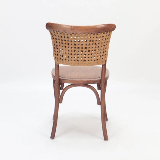 French Vintage Oak Side Chairs With Rattan Backs and Seats. A Pair For Sale - Image 12 of 13