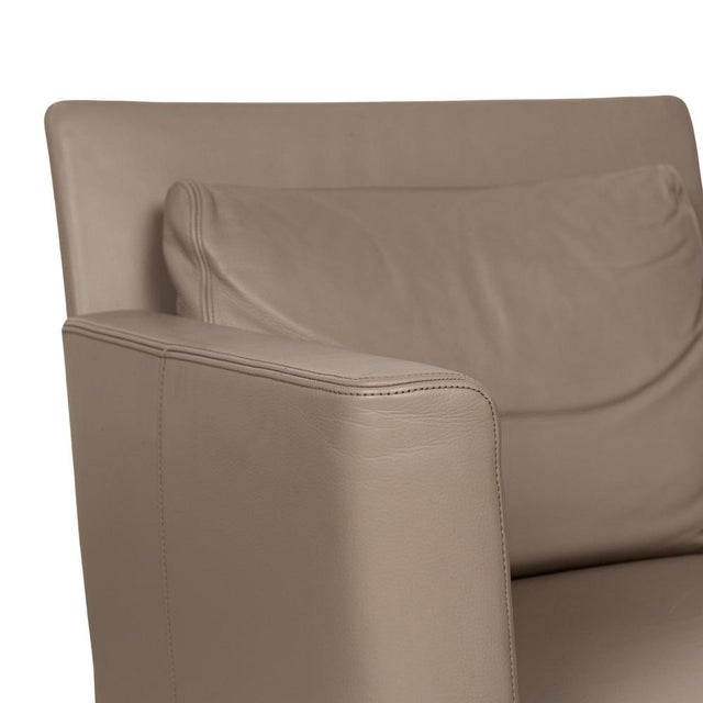 Modern Jason Leather Armchair in Brown-Gray from Walter Knoll / Wilhelm Knoll For Sale - Image 3 of 12