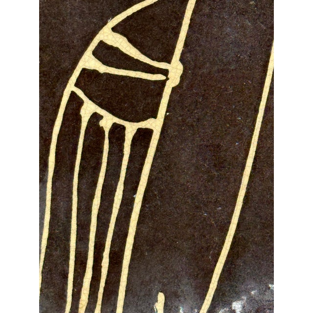 Hand Painted Ceramic Platters + Stands, Set of Three For Sale - Image 10 of 12