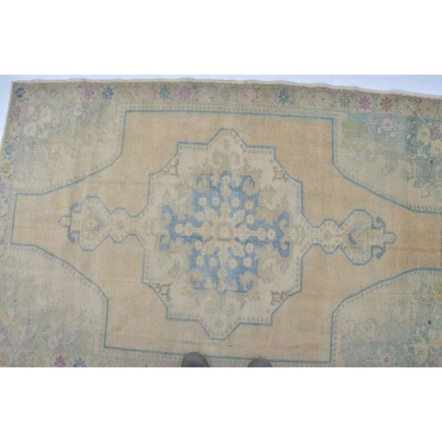 Handmade wool carpet in Turkish Anatolia , Vintage Oushak Rug,Turkish Vintage Anatolian Rug, Handmade wool Rug . One Of...