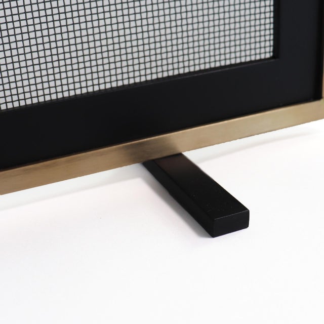 Black Matte Black Bleeker Fireplace Screen Iron For Sale - Image 8 of 10