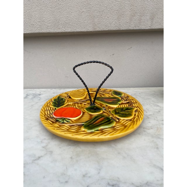 Metal Mid-Century French Majolica Cheese Platter Vallauris For Sale - Image 7 of 7