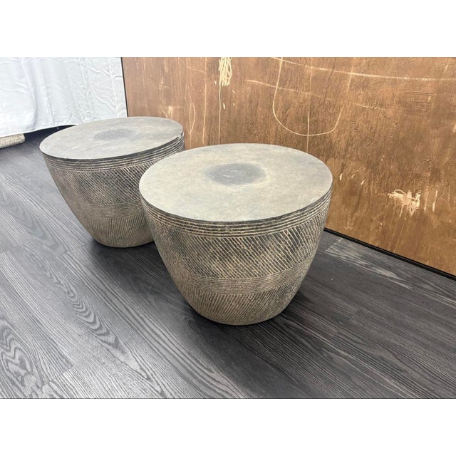 Rh Restoration Hardware Vetro Round Side Table – 21" Diam., Set of 2 For Sale - Image 15 of 18