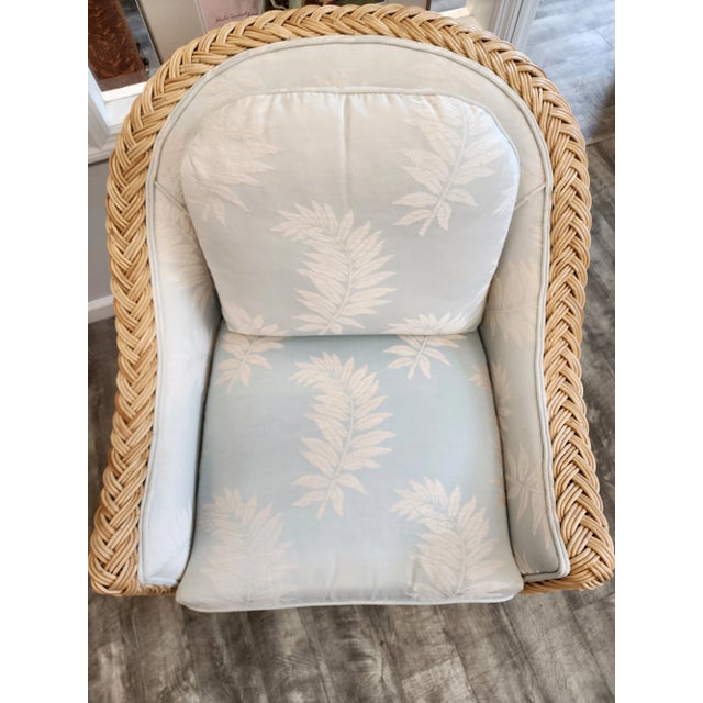 Late 20th Century Michael Taylor Style Wicker Rattan Armchair For Sale - Image 9 of 18