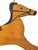 A charming mid-20th-century American folk art wooden sign, featuring a running horse silhouette suspended from a hanging...