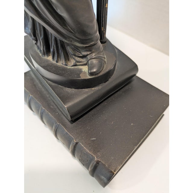 Antique Bronze Lamp Featuring a Girl Holding a Dove by A. Messina For Sale In Detroit - Image 6 of 14