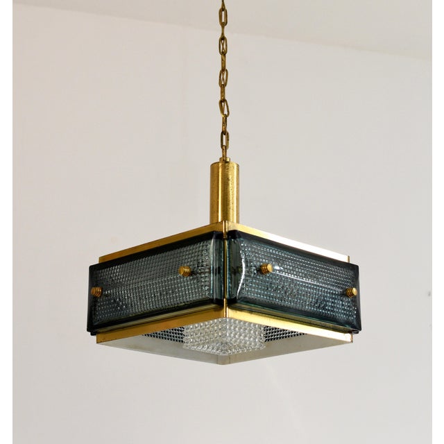 Green Mid Century Malmö Metallvarufabrik Pendant Light Brass and Green Glass For Sale - Image 8 of 12