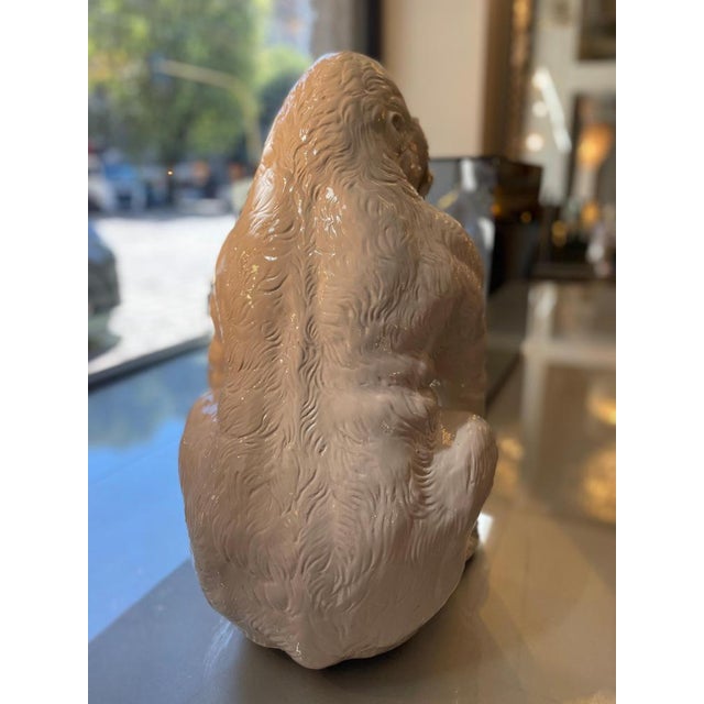Seated Gorilla Sculpture in White Ceramic by Ronzan, 1950s For Sale - Image 14 of 18