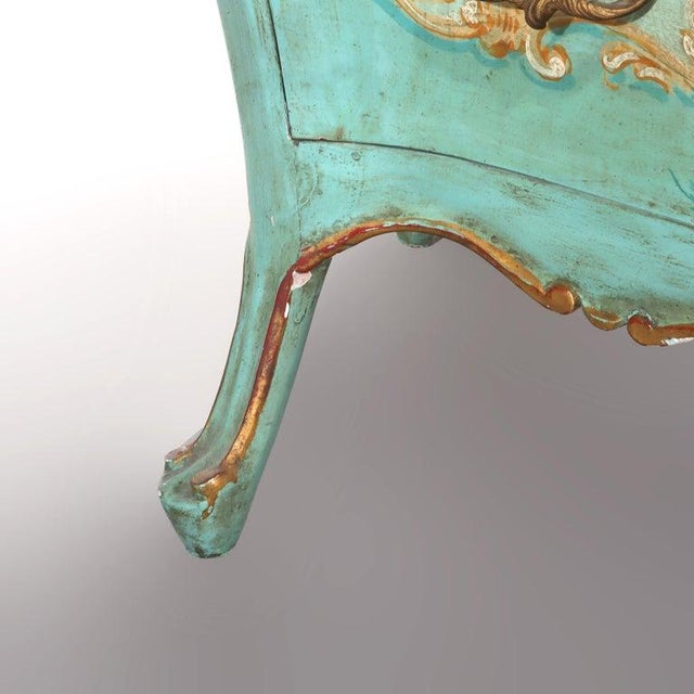 Blue Niccolini Venetian Rococo Hand Painted Bombay Secretary Desk Signed 20thC For Sale - Image 8 of 18