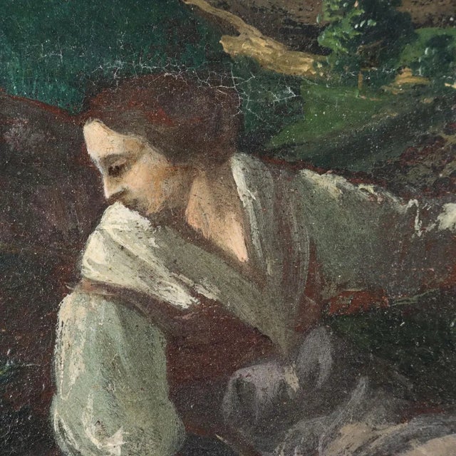 Cattle and Shepherdess, Oil on Canvas, Framed For Sale - Image 4 of 13