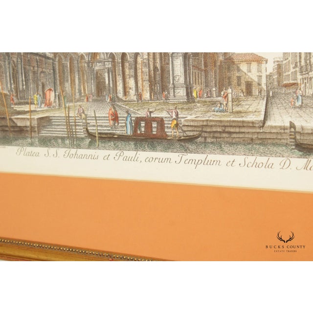 Printmaking Materials Italian Venetian Pair Art Prints After Giovanni Battista Brustoloni, Custom Framed For Sale - Image 7 of 13