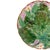 A Rare Joseph Holdcroft Majolica Footed Plate with a large green-glazed leaf with ferns and blossoms with a lavender...