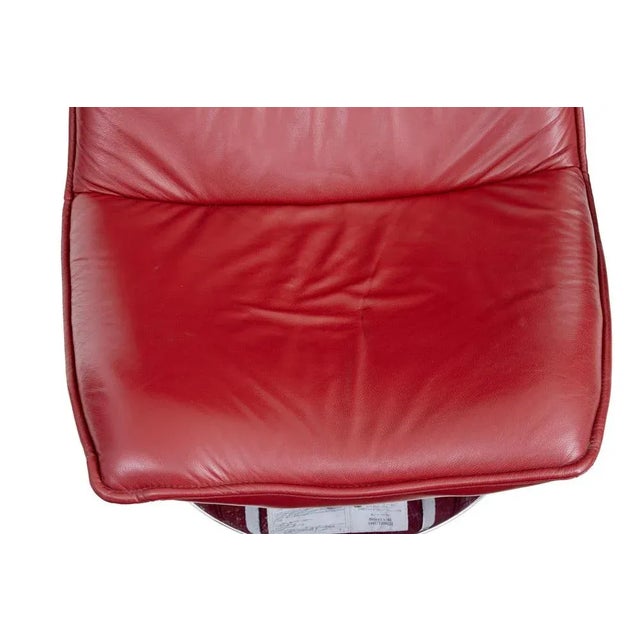 Set of Vintage Chrome and Leather Chair with Stool, 1980s For Sale - Image 4 of 8