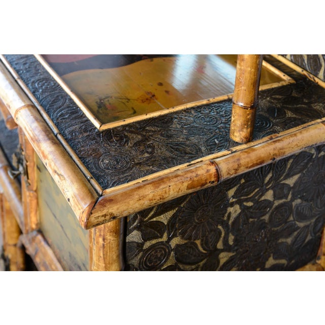 Wood Antique French Bamboo & Lacquer Etagere, 19Th. C. For Sale - Image 7 of 17