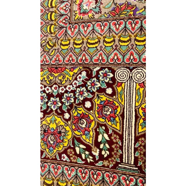 Textile Fine Hand Knotted Persian Pure Silk Qum Rug 6'6 "X 10'1" For Sale - Image 7 of 12