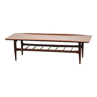 1960s Refinished Walnut Coffee Table For Sale