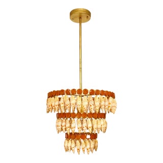 Transitional Currey & Co. La Met Mitra Shells and Brass Chandelier For Sale