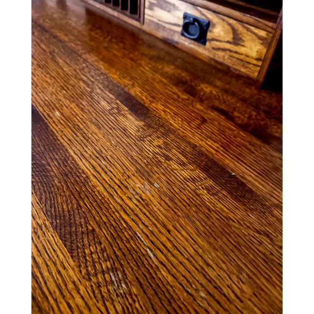Restoration Hardware Vintage Restoration Hardware Craftsman-Style Solid Oak Credenza & Organizer For Sale - Image 4 of 6