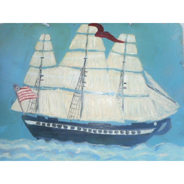Folk Art Vintage Nautical Ship Painting Chairish