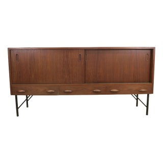 Teak Sideboard with Sliding Doors and Drawers, 1960s For Sale