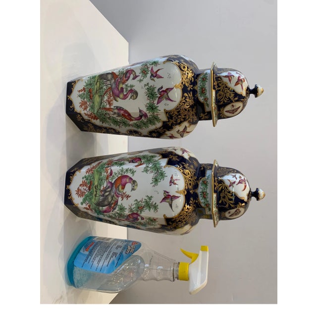 Antique Chelsea Bird Motif Porcelain Urn Jars by Samson - a Pair For Sale - Image 11 of 12