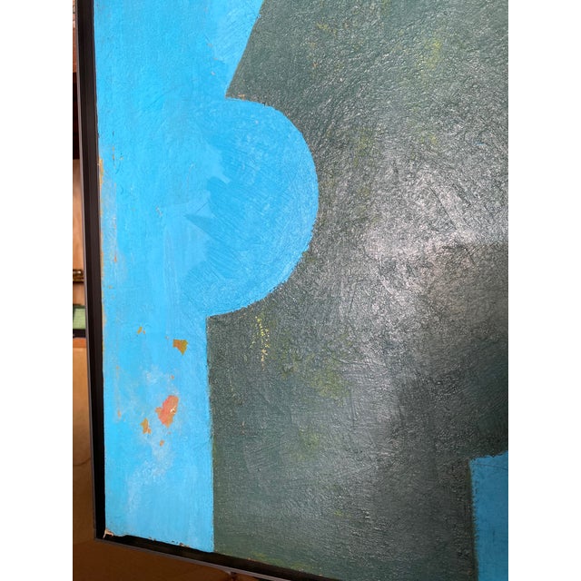 A set of two symmetrical oil paintings "Untitled" by Oscar Murillo, on canvas, framed in gunmetal canvas floater frames....