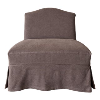 Kosa Armless Chair Slip Covered in 100% Pure Belgian Linen- Bark For Sale