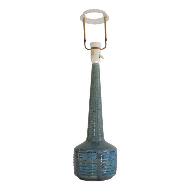 Danish Blue Stoneware Table Lamp by Linnemann- Schmidt for Palshus, 1960s For Sale