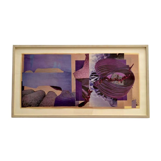 Abstract Collage Art in Tones of Purple by Bill Allan, 1990s For Sale