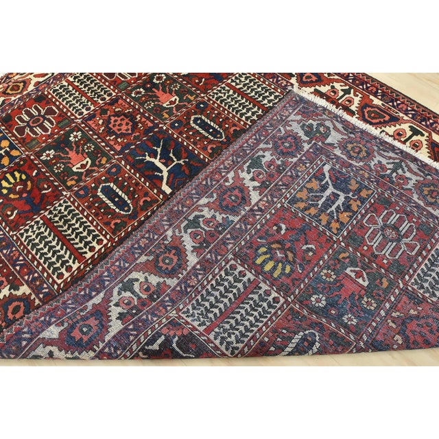Bakhtiari Rug 7′ X 10’4” Multicolor Wool Vintage Hand-Knotted Carpet For Sale - Image 14 of 15