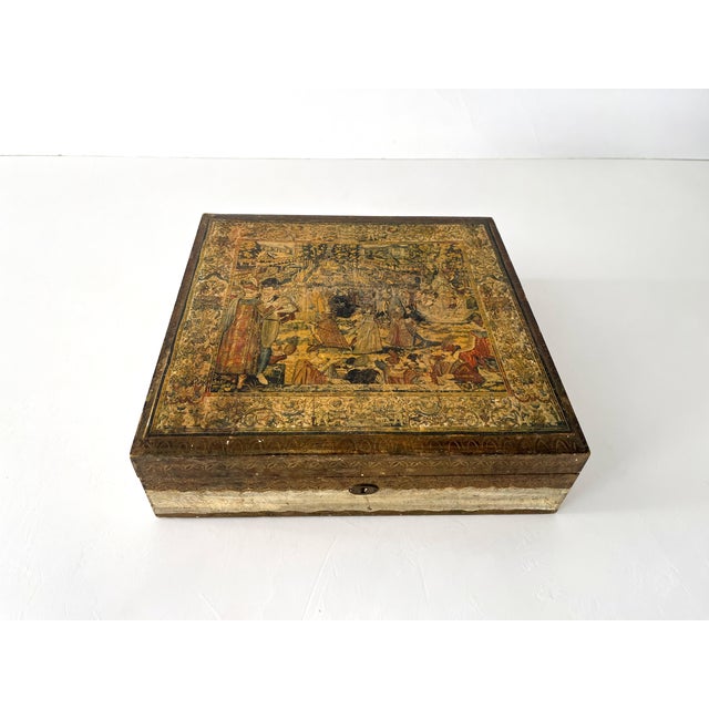 Italian Large Florentine Decoupage Gilt Box For Sale - Image 3 of 12