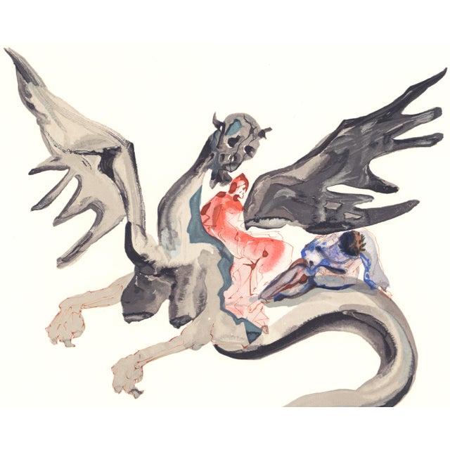 Salvador Dalí 1963 Dalí Divine Comedy Engraving Enfer Chant 18 "Sur Le Dos De Géryon" (On the Back of Geryon) For Sale - Image 4 of 9