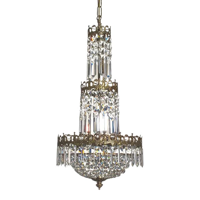Classic Tapered Crystal Chandelier For Sale