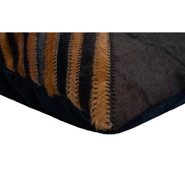Textile Pair of Canvello Genuine Cowhide Leather Decorative Throw Pillows With Feather Down Insert Included For Sale - Image 7 of 8