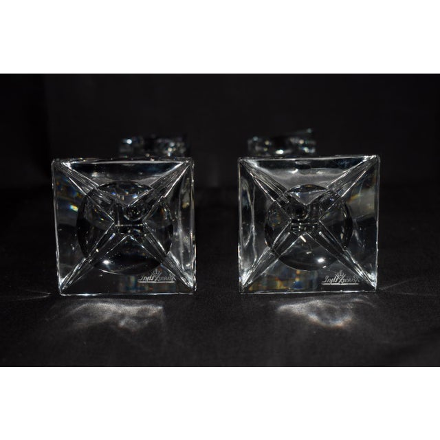 Rosenthal Crystal Madison Candlesticks Vintage Merrill Lynch Etched Bull Pair For Sale - Image 15 of 15