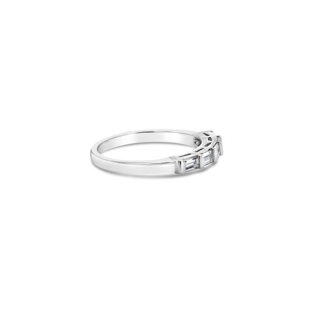 Contemporary Baguette Diamond Wedding Band 14k White Gold, Size 4.5 For Sale - Image 3 of 5