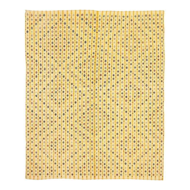 Mid 20th Century Mid 20th Century Yellow Vintage Turkish Kilim Rug For Sale