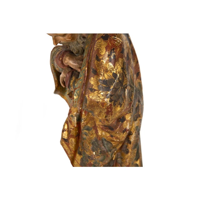 Very Fine Spanish Carved Polychromed Saint Santos Statue C. 1720-50 For Sale - Image 18 of 18