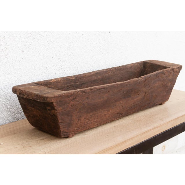 1960s Primitive Hand-Carved Trough Planter For Sale - Image 5 of 7