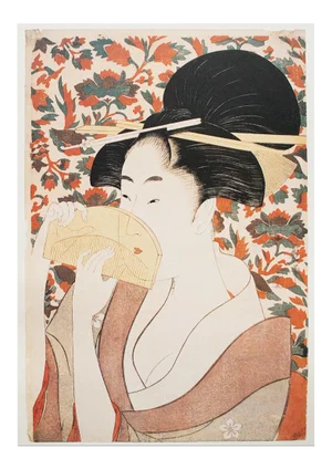 1980s Kitagawa Utamaro "Beauty Holding a Comb"