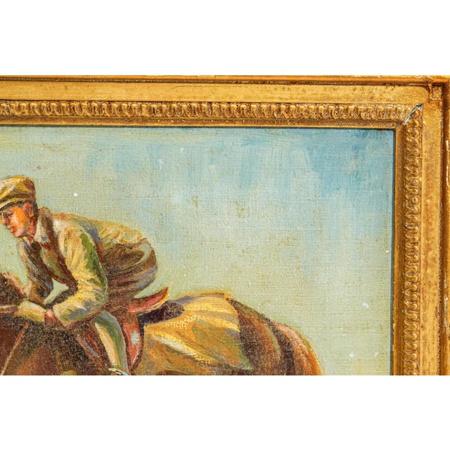 Wonderful Antique English Country Racehorse & Jockey Framed Oil Painting Horse Equestrian Sporting Art Home Decor For Sale - Image 9 of 14