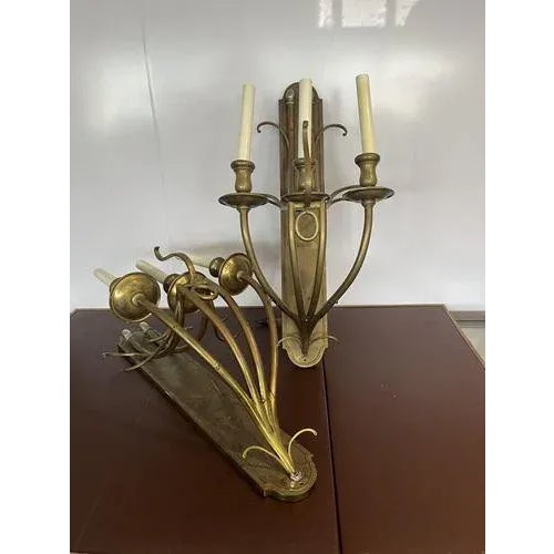 Brass Wall Light Sconces, Set of 2 For Sale - Image 3 of 10