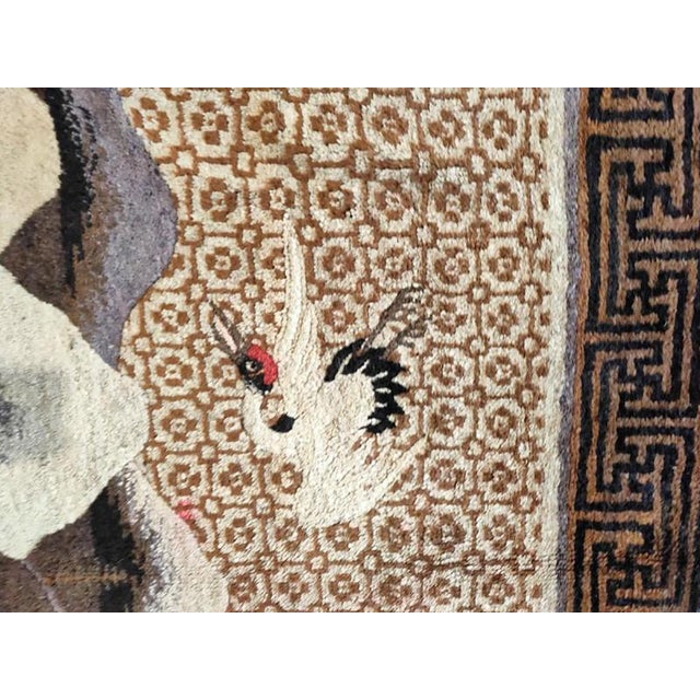 Chinese 1920s Earth Tone Animalistic Antique Chinese Bao Tou Rug 5'6" X 6'0" Handknotted Wool Carpet For Sale - Image 3 of 5