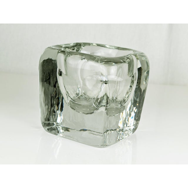 Large Bowl in Thick Transparent Glass, Hand-Worked and Ground, 1960s For Sale - Image 10 of 11