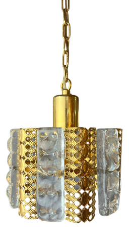 Glass and Brass Pendant Lamp by Carl Fagerlund for Orrefors