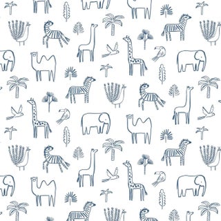 Harlequin Funky Jungle Wallpaper in Navy For Sale