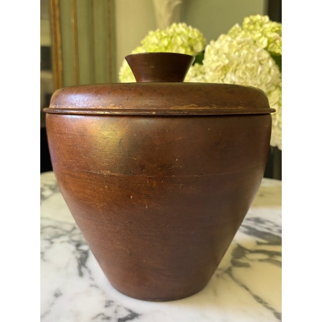 Mid-Century Danish Teak Wood Ice Bucket With Opal Glass Liner For Sale - Image 10 of 15