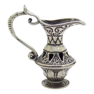 Vintage Italian Handmade Genuine Silver Elixir Bottle Caraf Figurine Miniature Sculpture, Made in Tuscany (Arezzo) For Sale